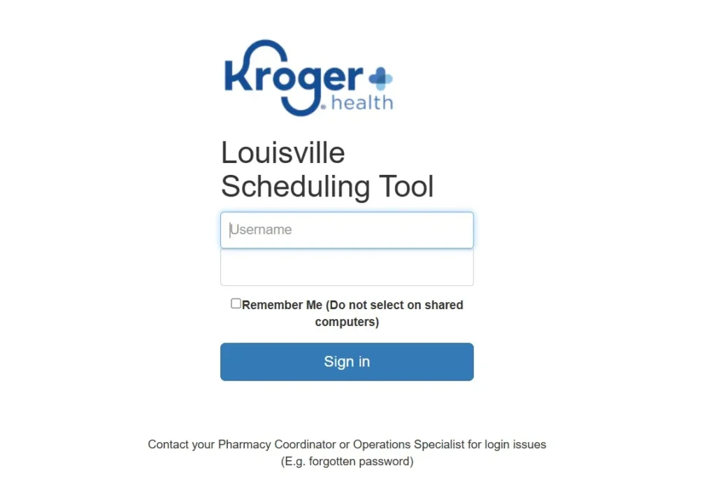 Enter username and password for kroger schedule.