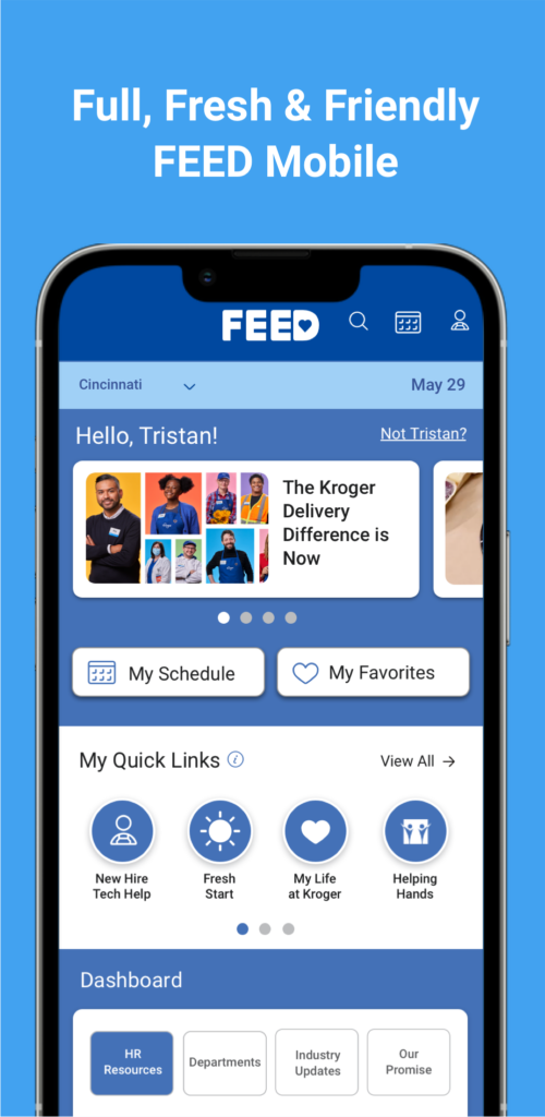 kroger feed app dashboard